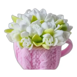 Kwiat przebiśniegów i Liście Silikonowa forma do mydła, świec, gipsu, jesmonite — zdjęcie 1